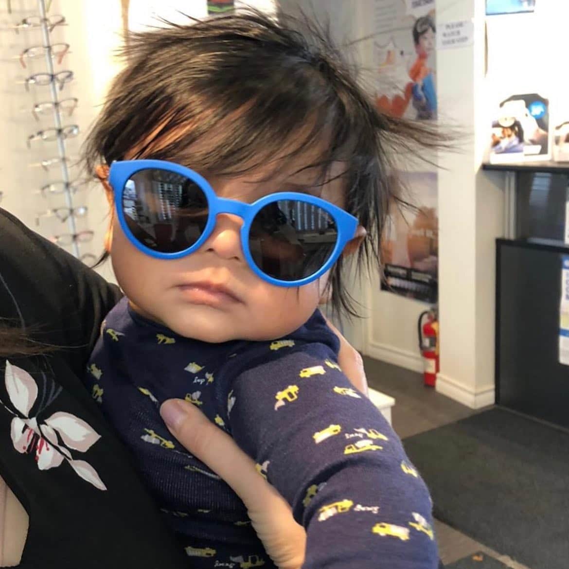 This is Kai, Dr. Vettivelu’s son. He is rocking sunglasses at just 4 months of age. You are never too young to protect your eyes from harmful UV light. He made our day when he came to the office to visit us ?#sunglasses #babykai #optometry